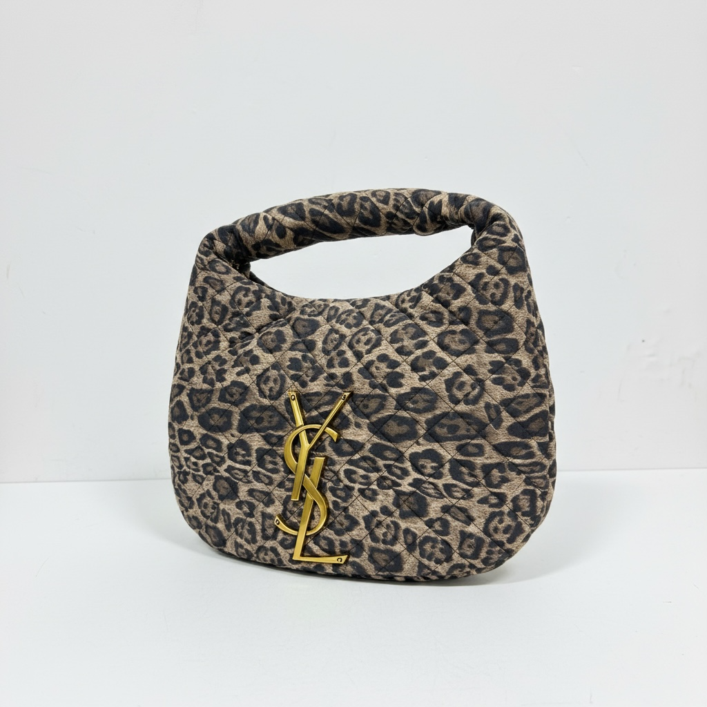 Leopard Quilted Hobo Bag with Gold YSL Logo 🐆✨