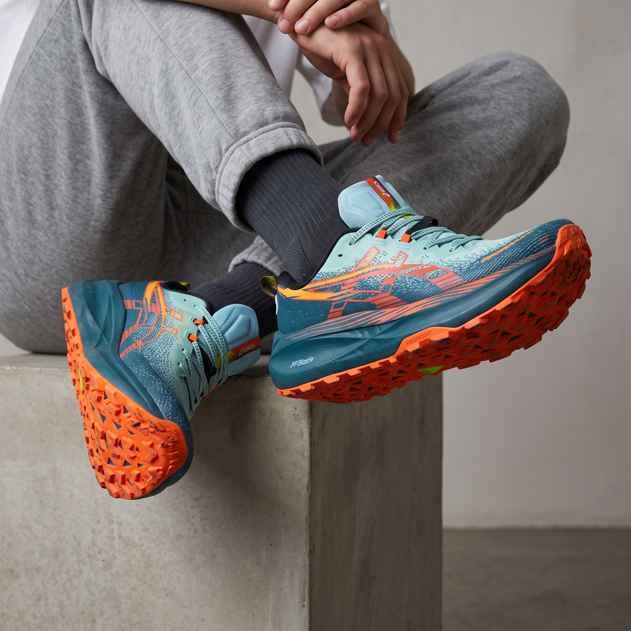 ASICS Trabuco Max 4 Trail Running Shoes – Light Blue / Teal / Orange