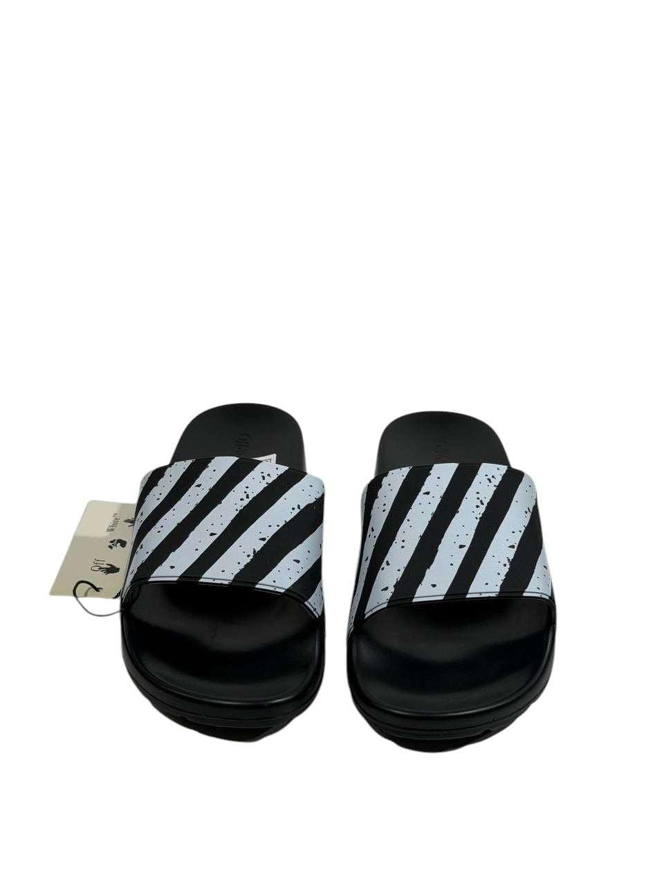 OFF-WHITE Industrial Stripe Slides – Black/White Edition ⚫⚪🔥