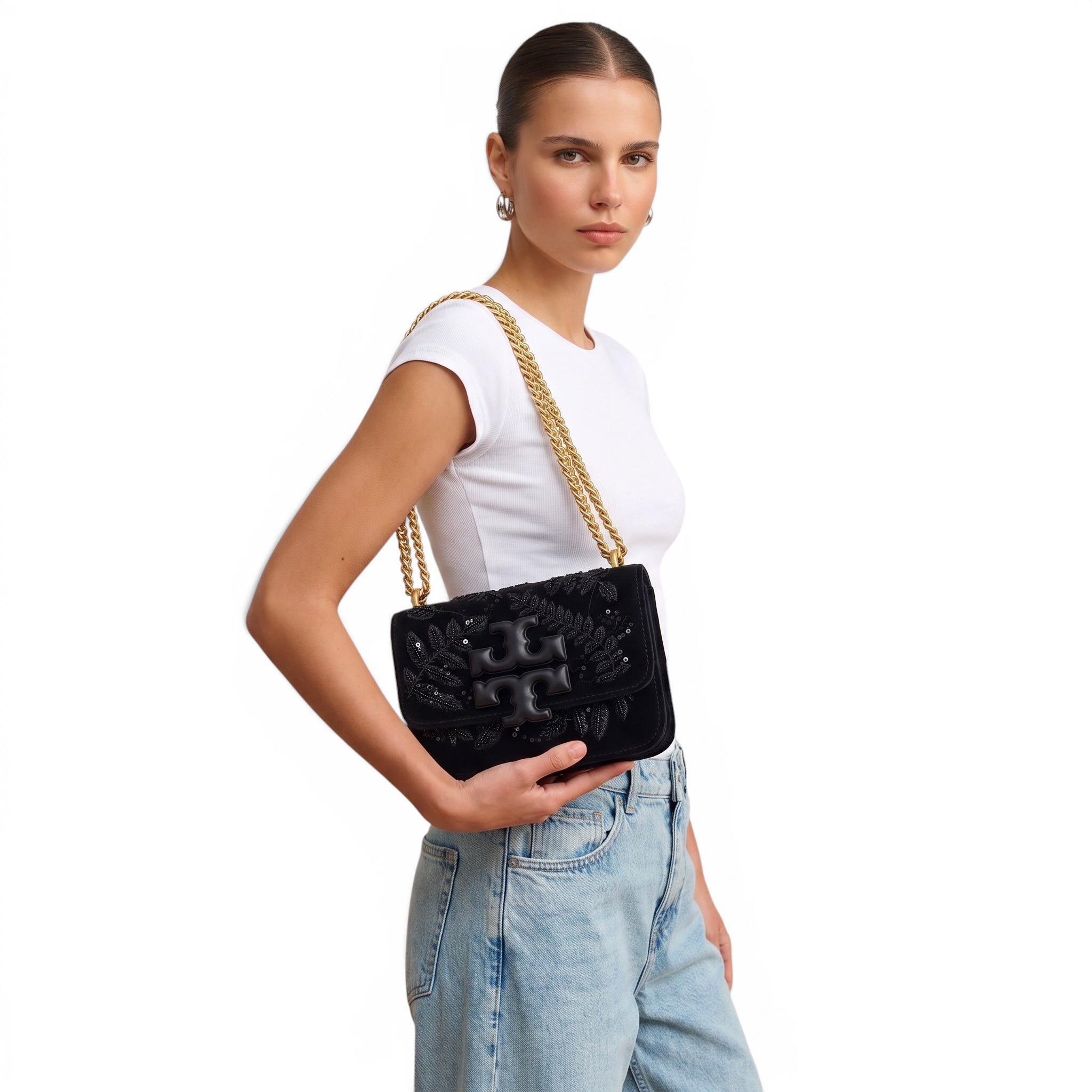 Tory Burch Velvet Chain Bag β All Black Elegance π€β¨