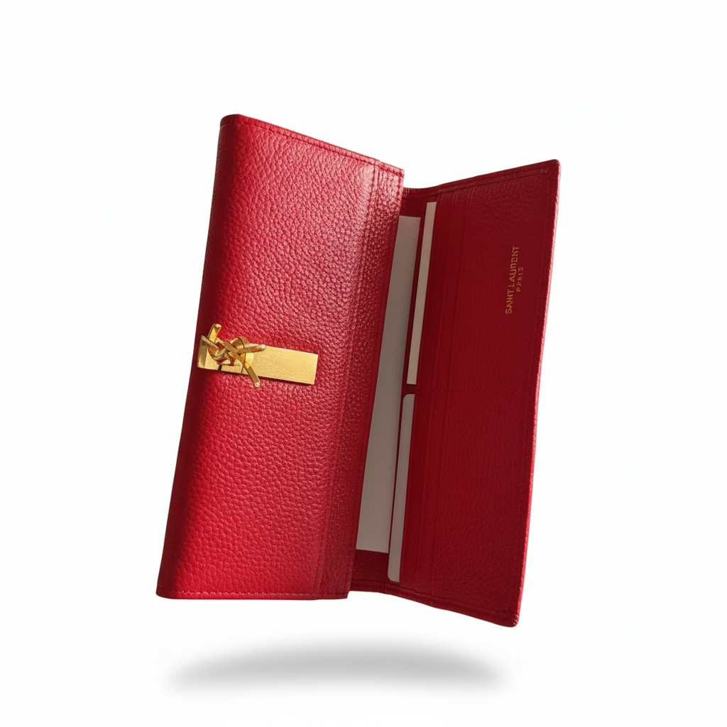 Saint Laurent Red YSL Wallet β Grained Leather β€οΈβ¨