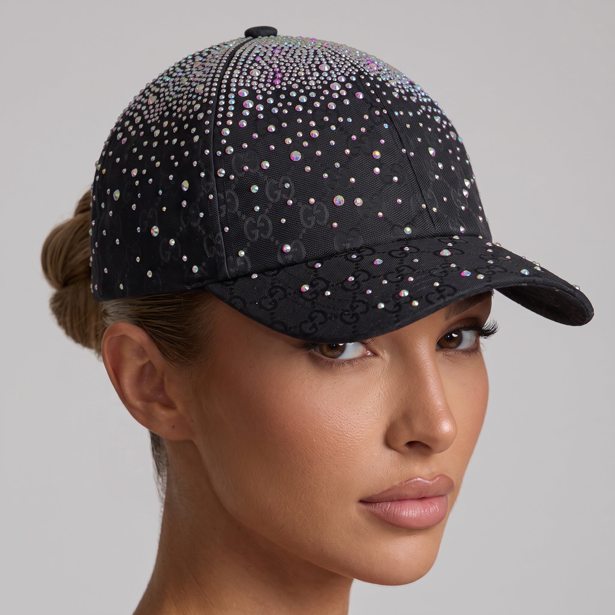 Gucci GG Crystal Baseball Cap – Black Sparkle ✨🧢