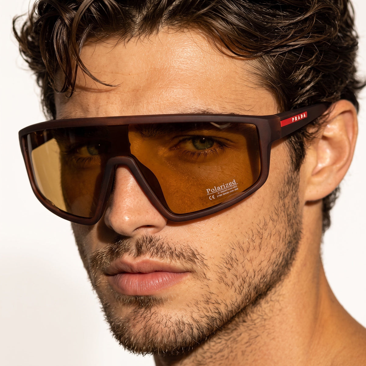 Prada Shield Sunglasses β Matte Brown Amber