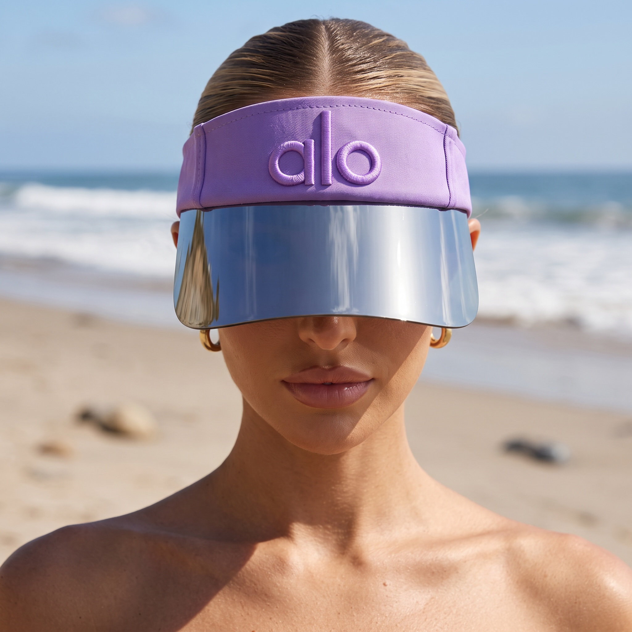 Alo Yoga Purple Cap with Metallic Silver Visor ⚡💜 | Futuristic Streetwear Unisex