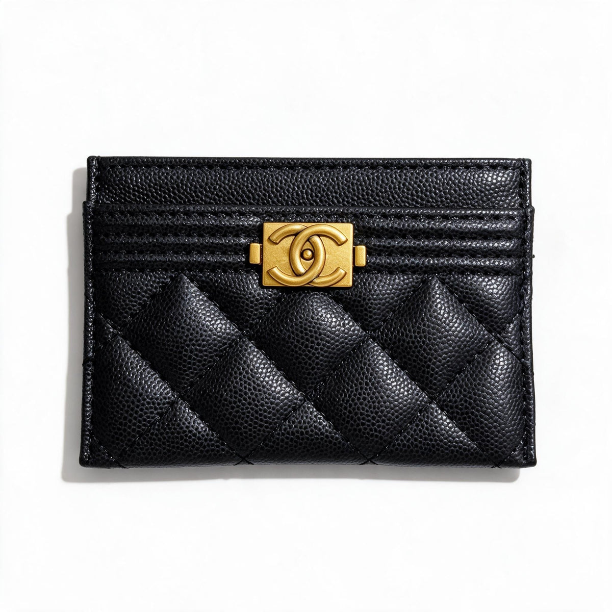 Chanel Quilted Card Holder — Black