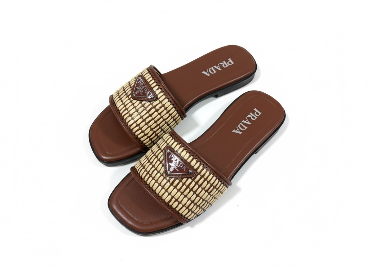 PRADA Raffia Slide Sandals π€β¨ | Summer Luxury Essential