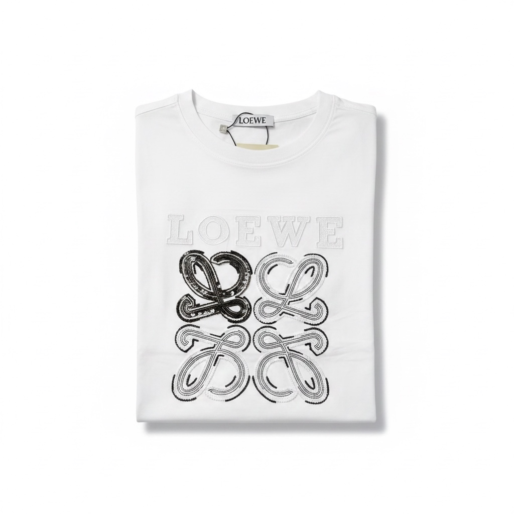 Loewe White Anagram T-Shirt π€β¨ Contrast Logo Edition