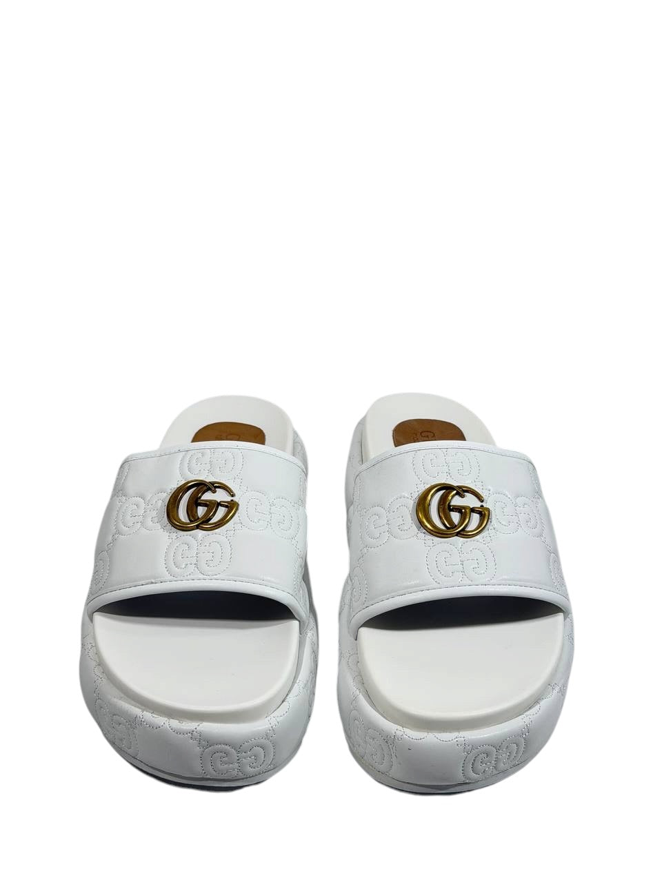 GUCCI GG Embossed Slide Sandals β White Edition π€β¨