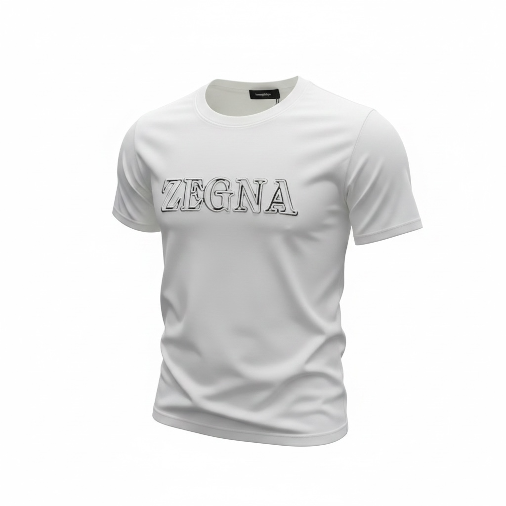 ZEGNA White Embossed Logo T-Shirt π€β¨ Clean Luxury Edition