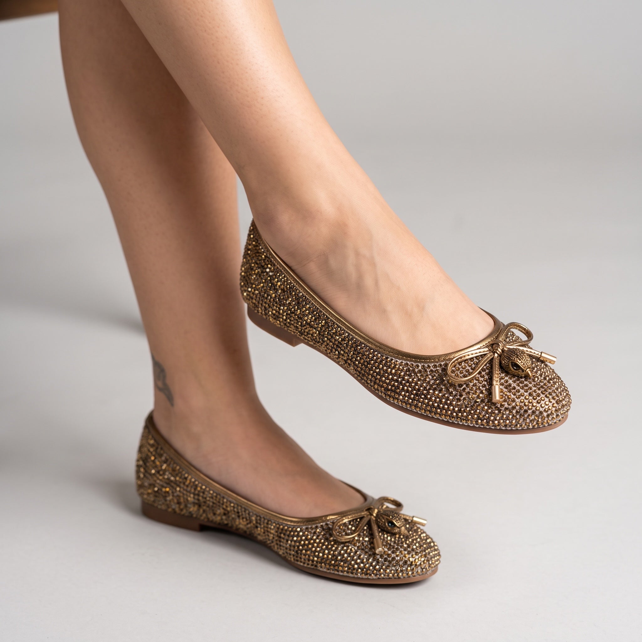 Kurt geiger Gold Crystal Ballerina – Metallic Gold ✨👠