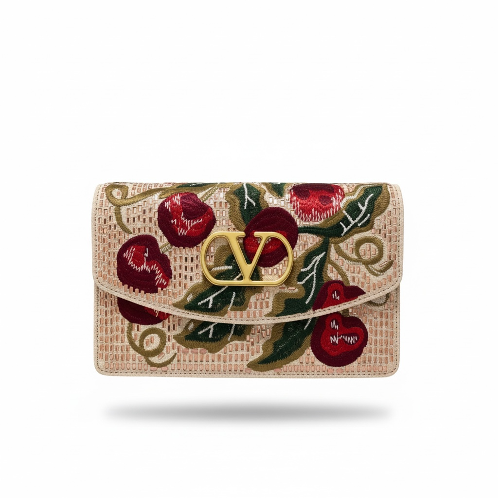 Valentino Handmade Cherry Embroidered Clutch πβ¨