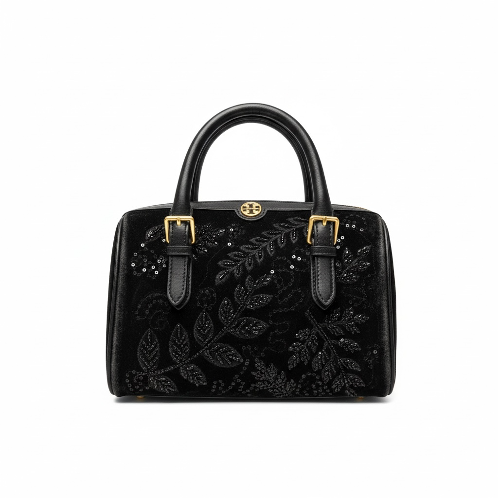Tory Burch Black Embroidered Top-Handle Bag π€β¨