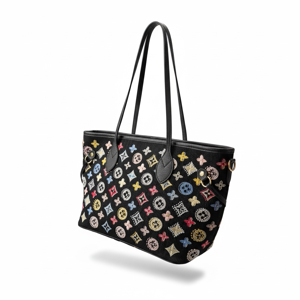 β¨ Louis Vuitton Beaded Monogram Tote β Black Multicolor ππ€