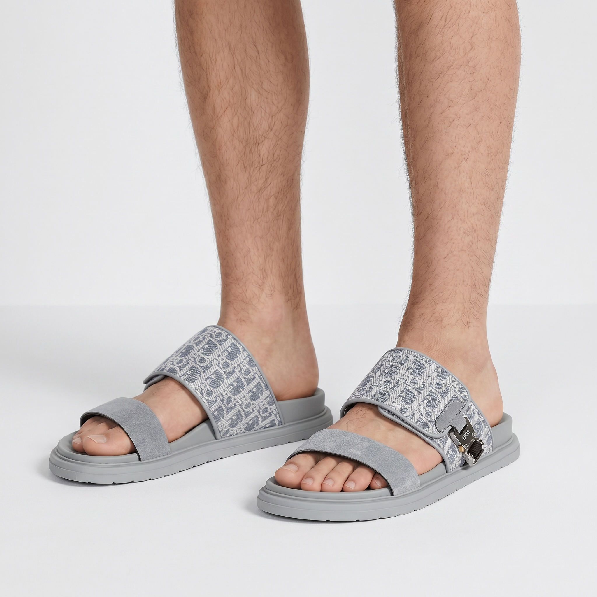 Dior Oblique Grey Slide Sandals – Luxury Designer Summer Slippers ✨🩶