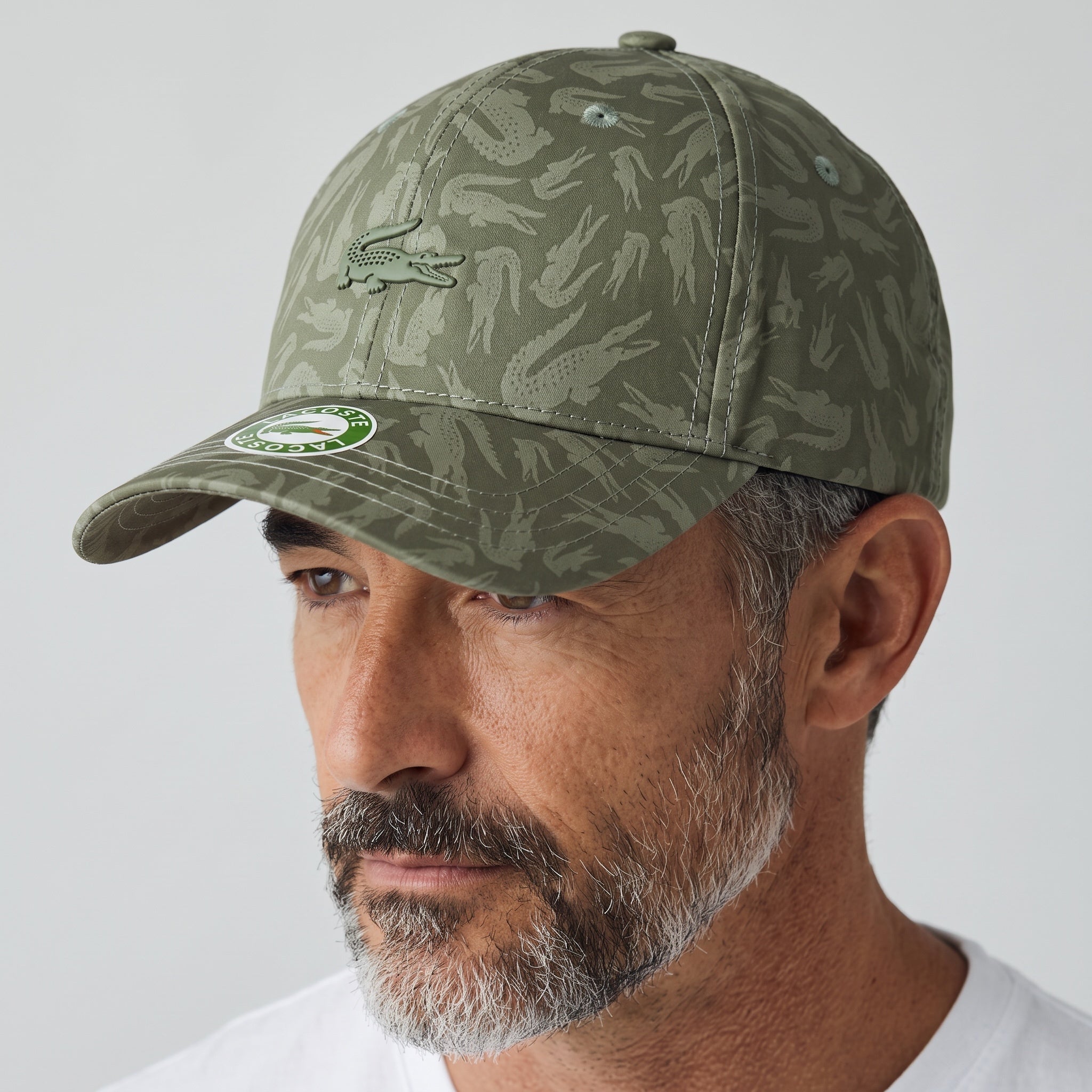 Lacoste Baseball Cap β Olive Green Croc Print ππ§’