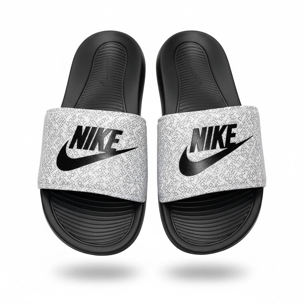 Nike Black & White Logo Slides β«π€ | Clean Sport Everyday Essential ππ₯