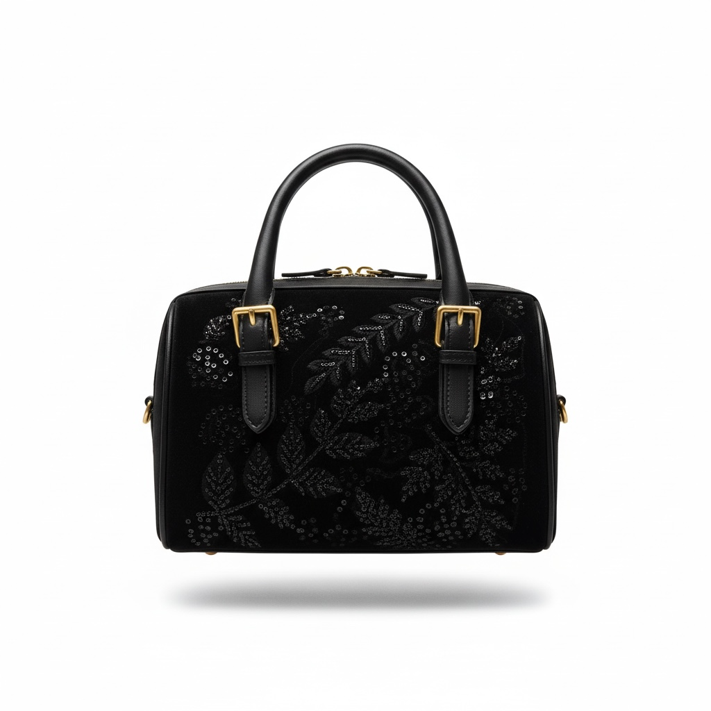 Tory Burch Black Embroidered Top-Handle Bag 🖤✨