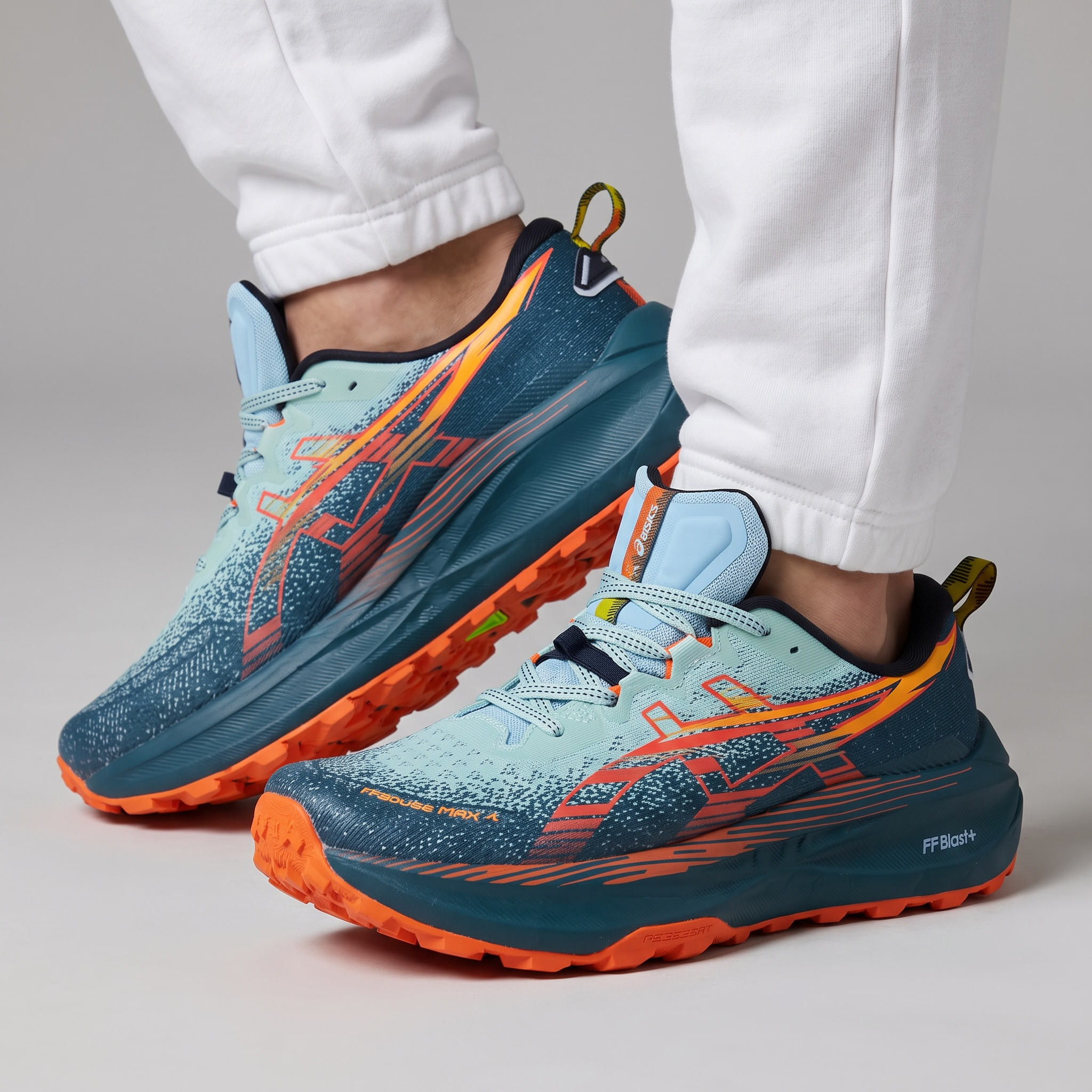 ASICS Trabuco Max 4 Trail Running Shoes – Light Blue / Teal / Orange