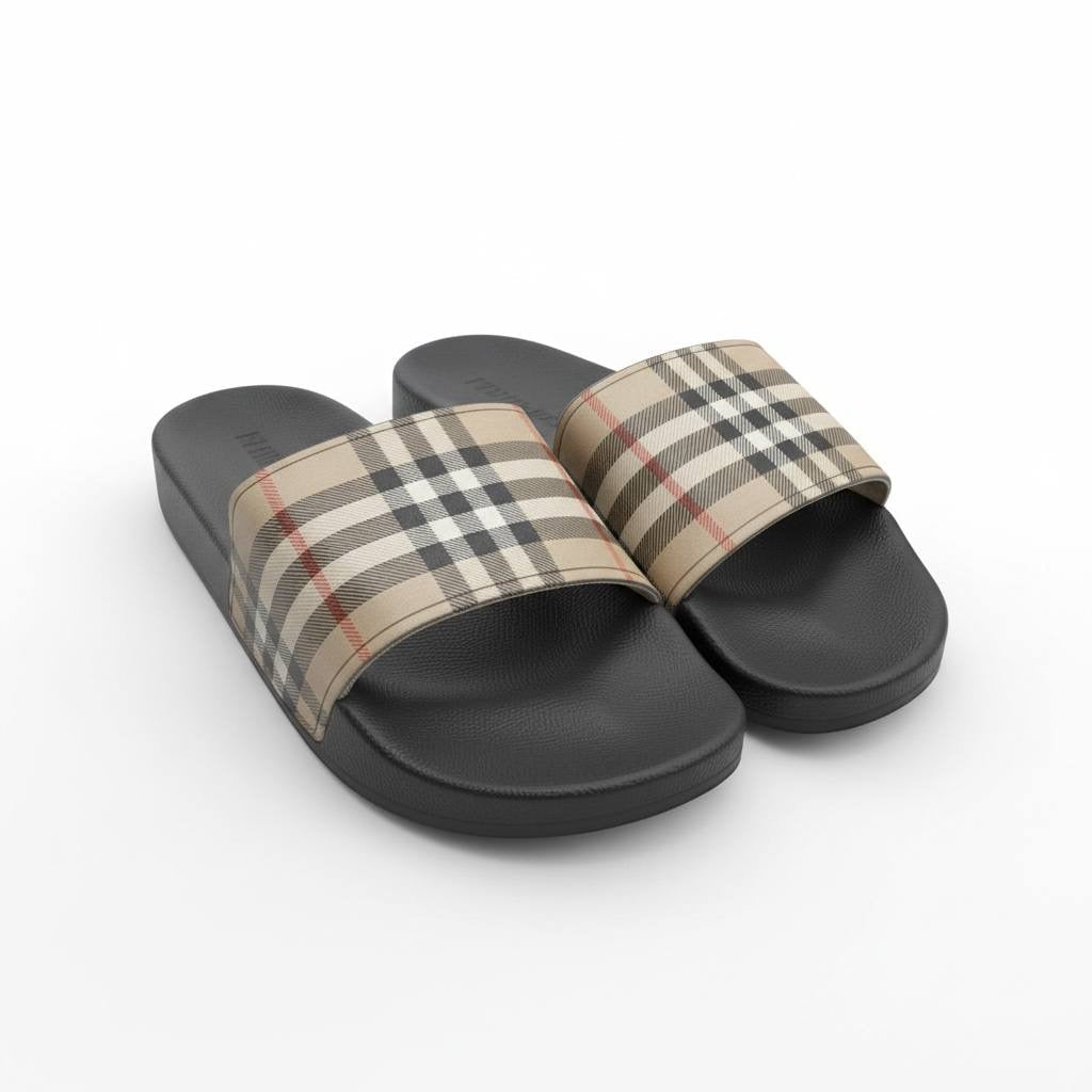 Burberry Vintage Check Slides β Beige & Black Edition π€π€