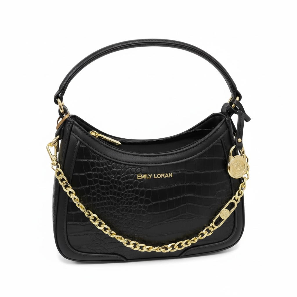 EMILY LORAN Croc Shoulder Bag π€β¨ | Gold Chain Luxury Statement