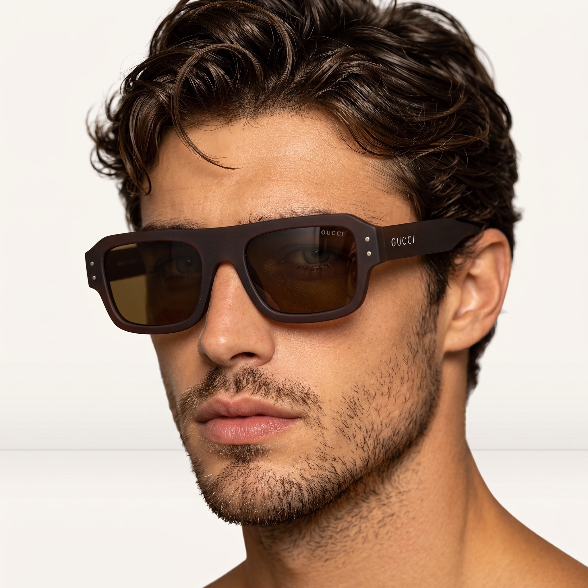 Gucci Sunglasses – Matte Brown Square 🕶️