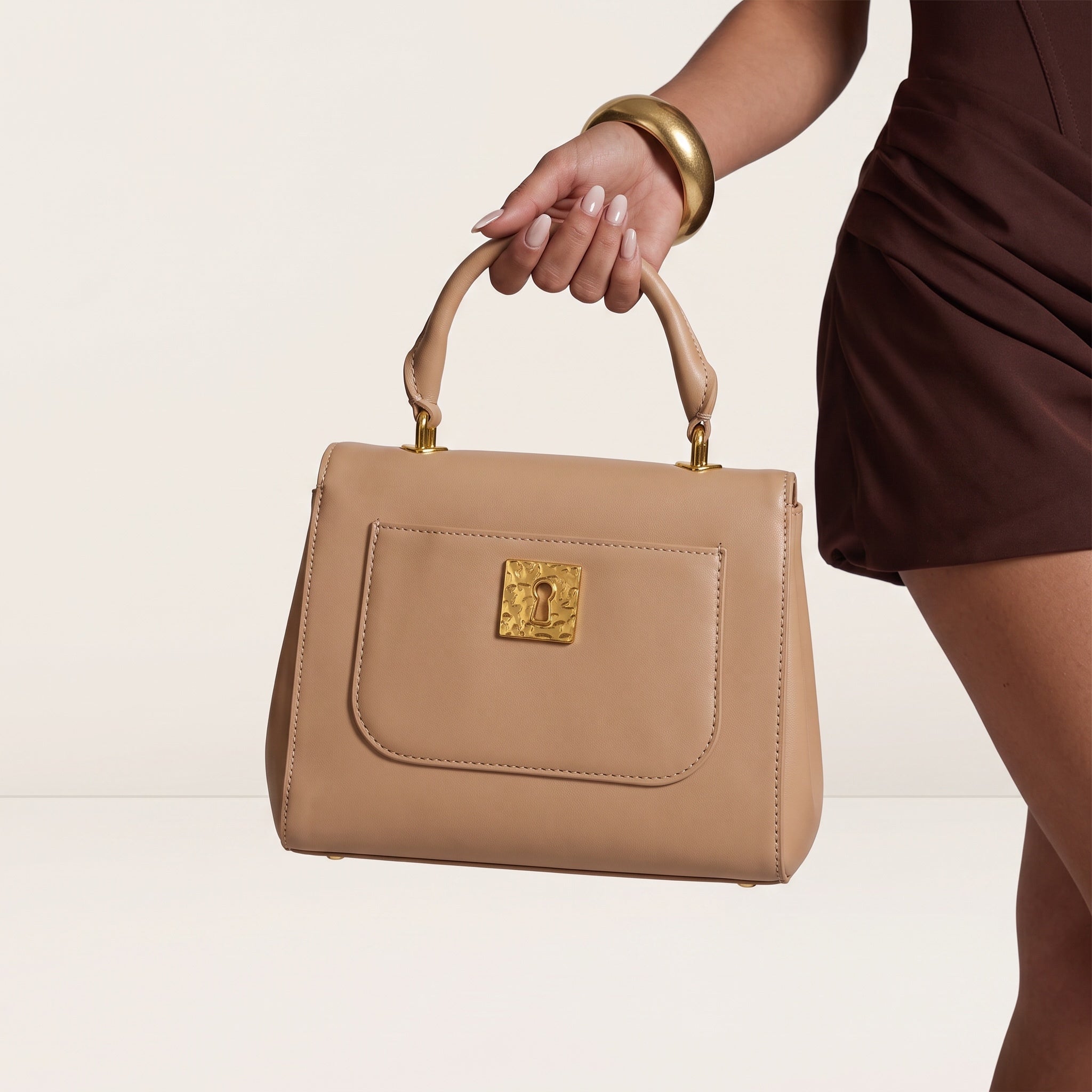Schiaparelli small- Top Handle Bag – Beige Gold Charms 👜✨