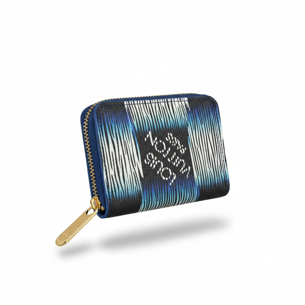 Louis Vuitton Style Blue Pattern Zip Card Holder Wallet π΅β¨