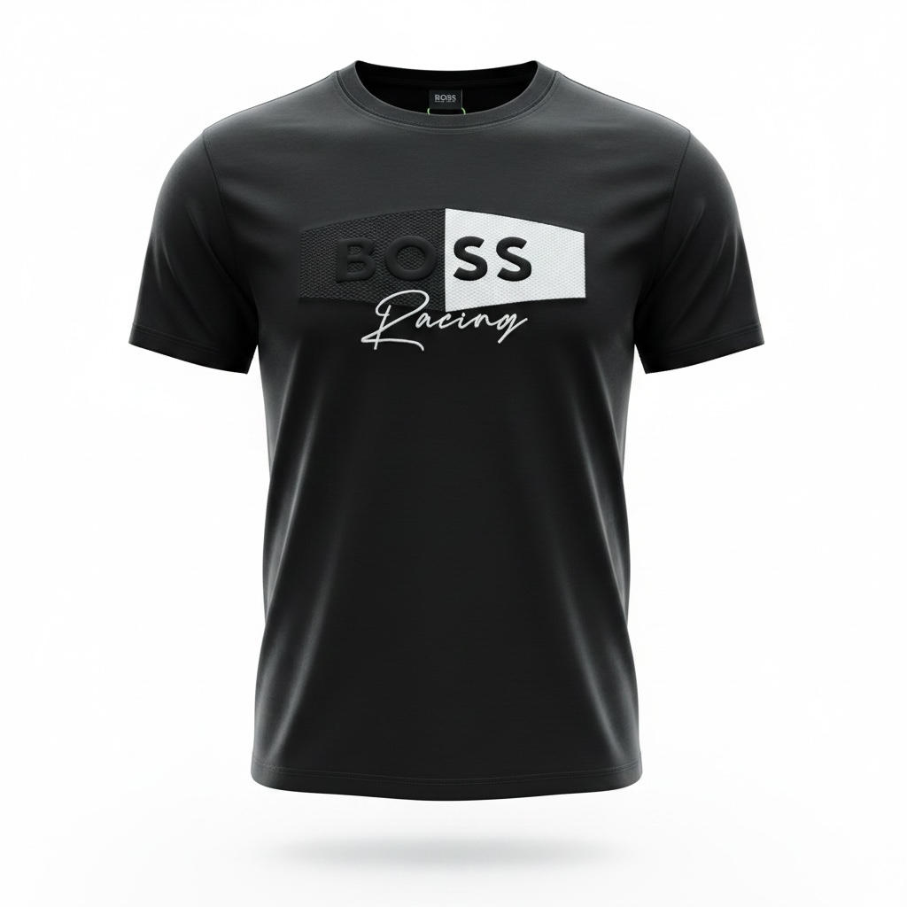 HUGO BOSS Racing Black Graphic T-Shirt π€π Sport Luxe Edition