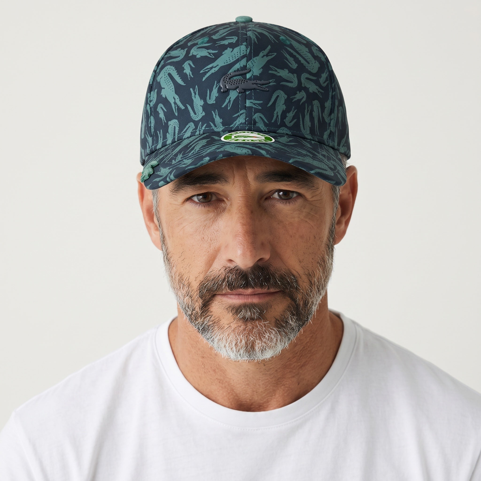 Lacoste Crocodile Print Cap β Green & Navy π