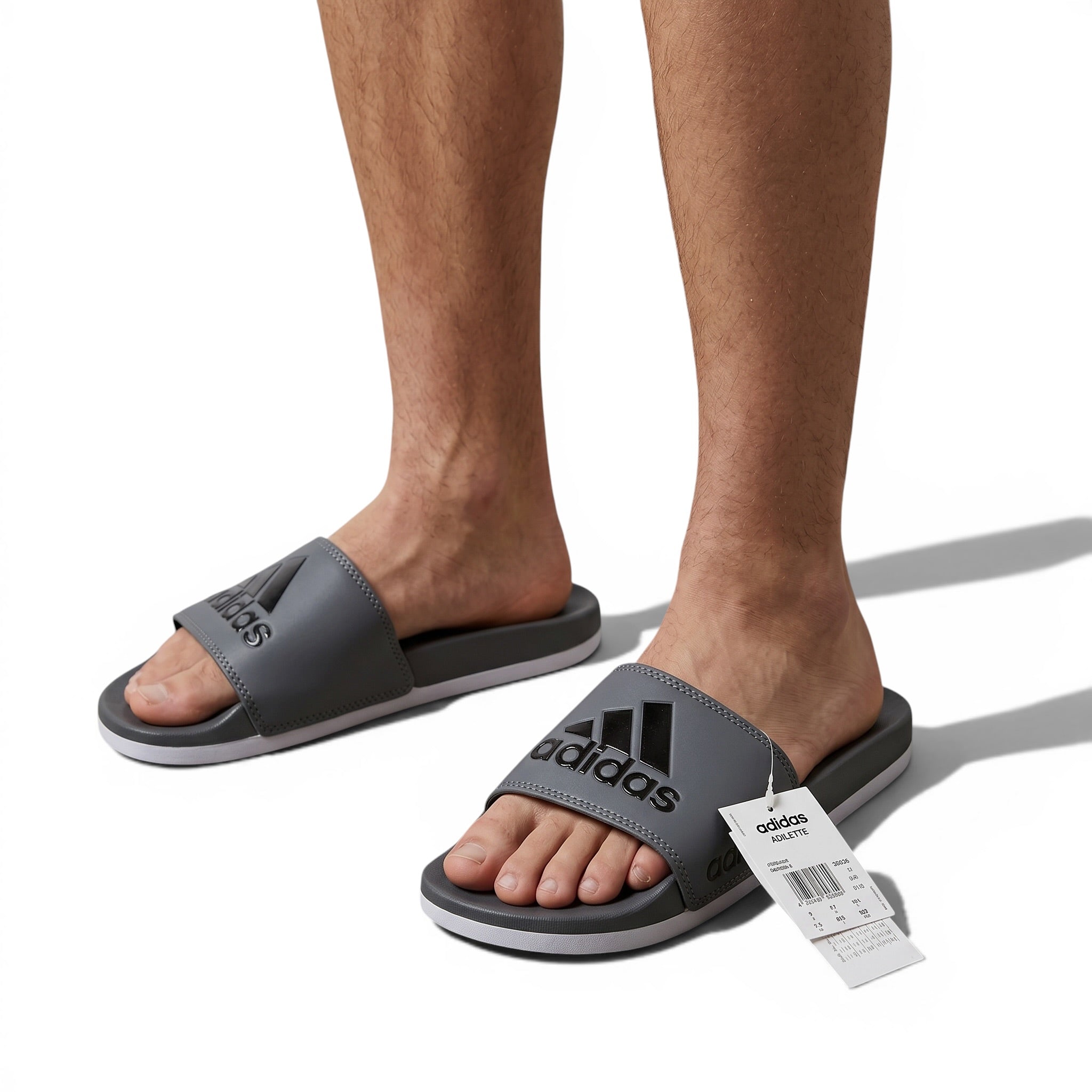 ADIDAS Slides – Grey Logo Edition 🩶⚫