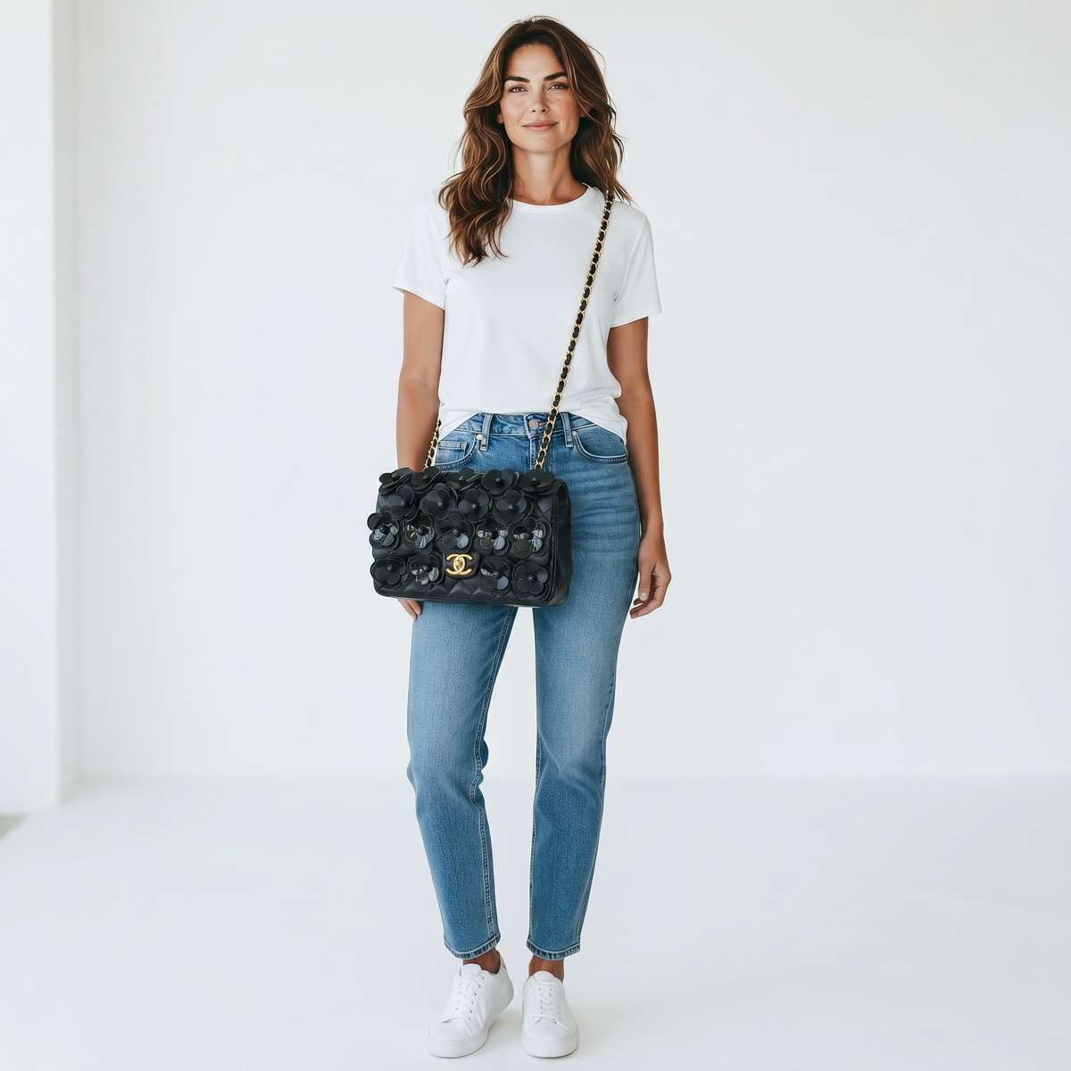 Chanel Black Camellia Statement Bag π€β¨