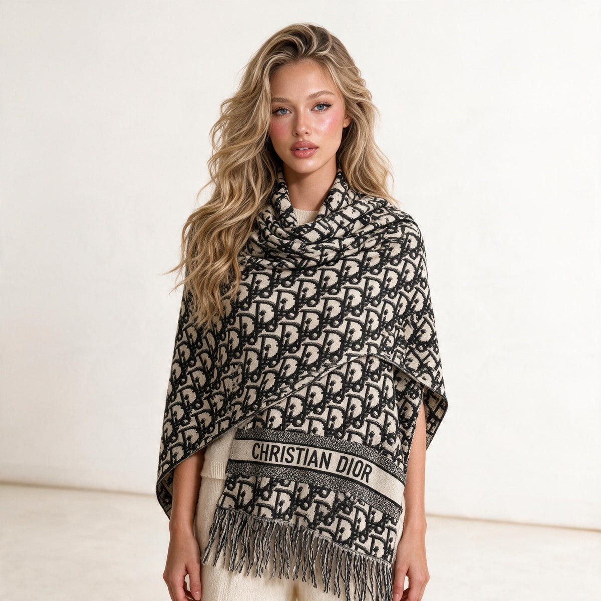 Dior Logo Wrap Scarf β Black & Beige