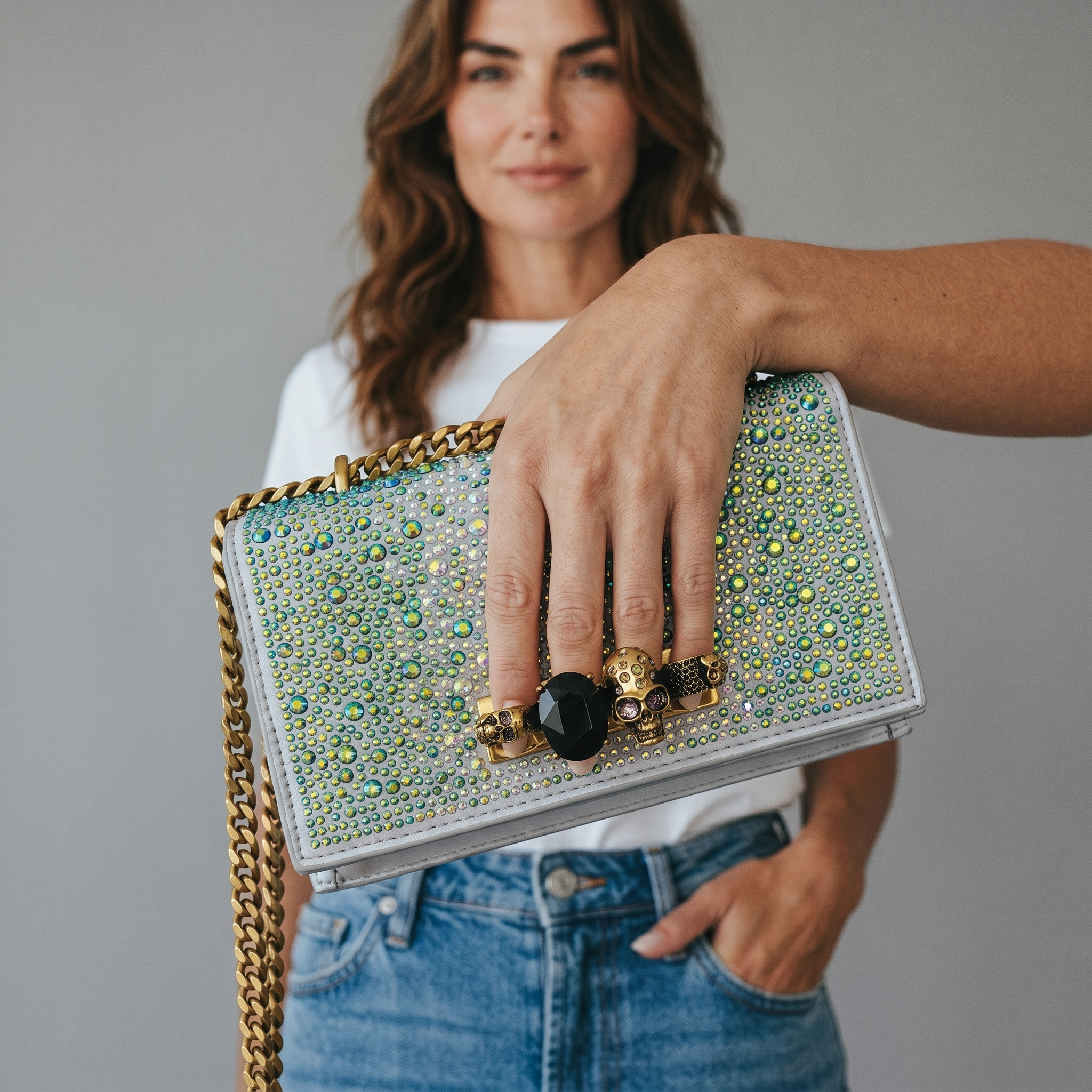Alexander McQueen Aurora Crystal Skull Clutch β¨πβ οΈ