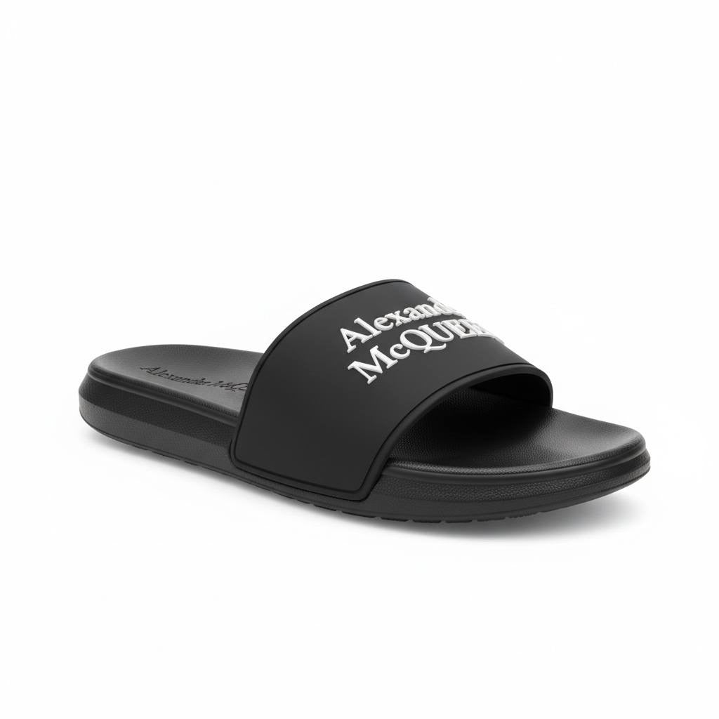 Alexander McQueen Black Logo Slides π€β¨ | Luxury Minimal Summer Essential π₯π
