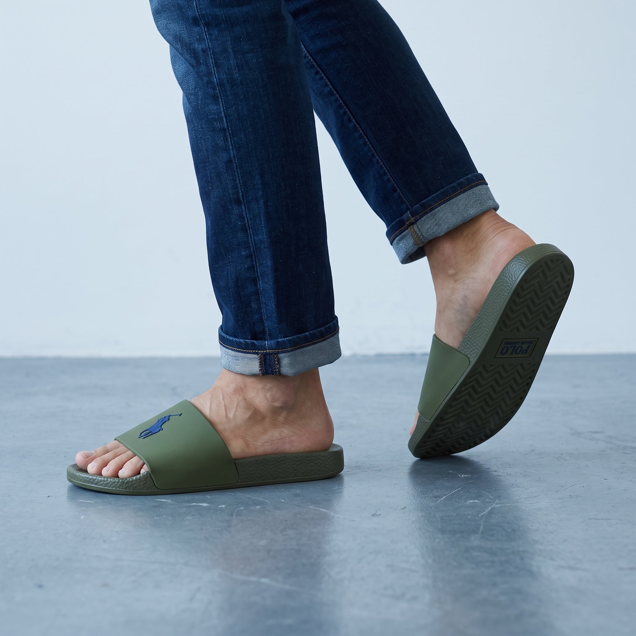 Polo Ralph Lauren Logo Slides β Olive Green π