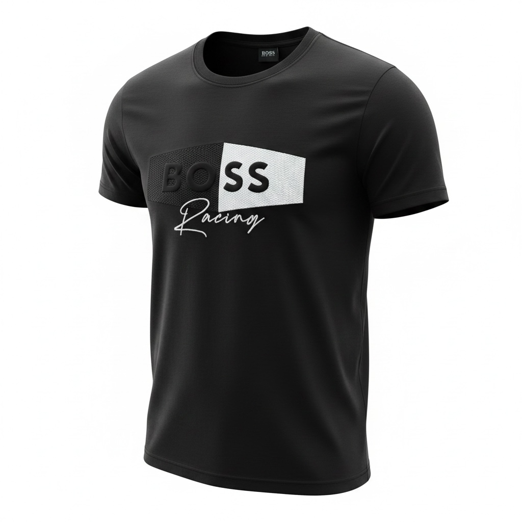 HUGO BOSS Racing Black Graphic T-Shirt π€π Sport Luxe Edition