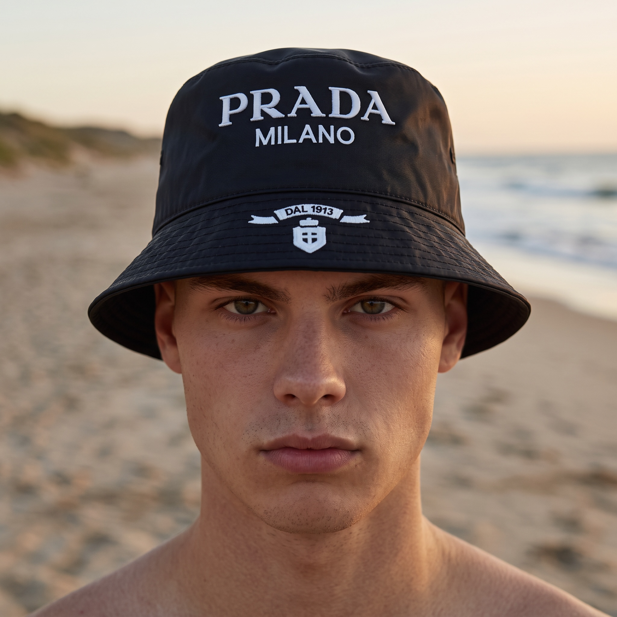 Prada Milano Embroidered Bucket Hat β Black Elegance π€