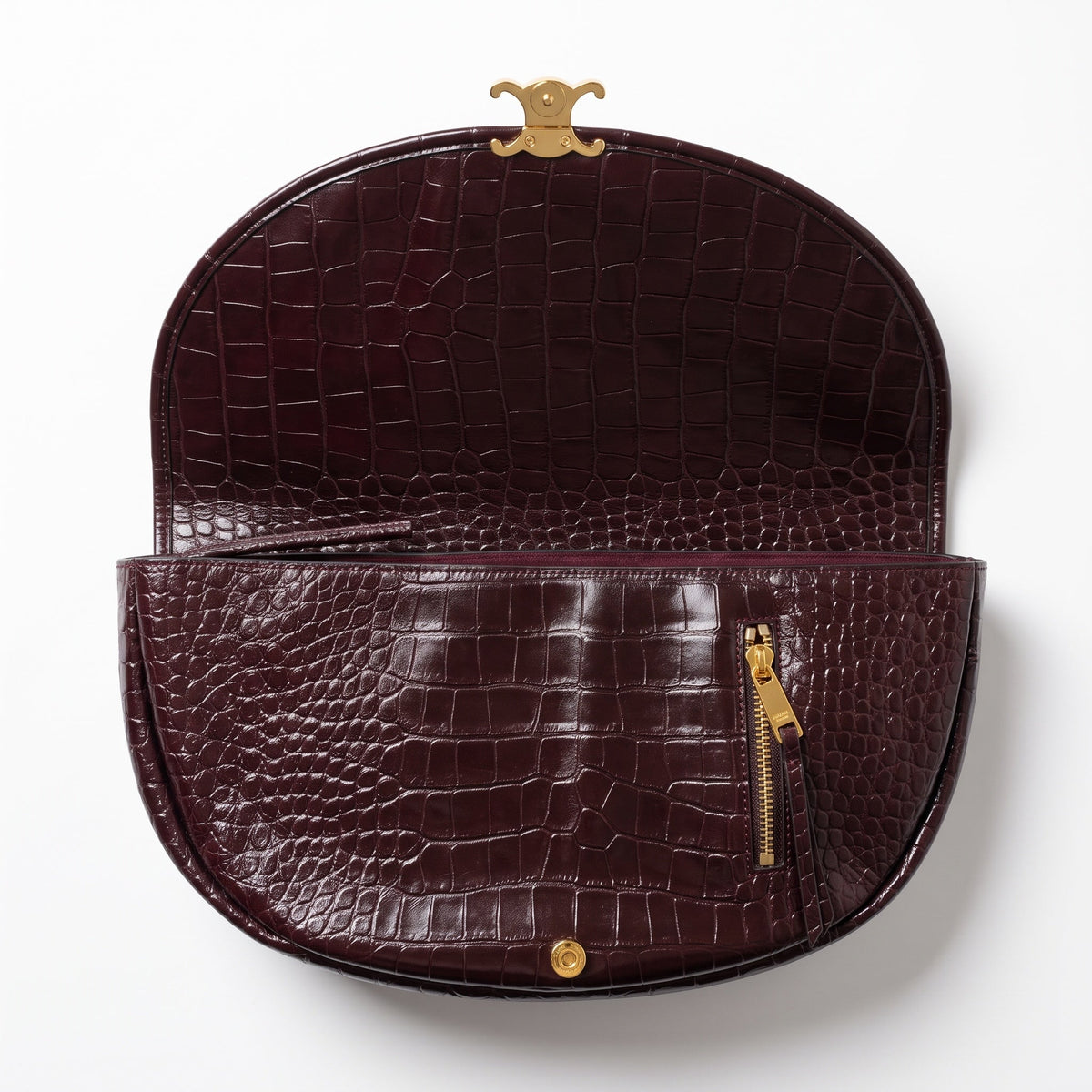 Celine Croc Triomphe Little Halfmoon Bag β Burgundy