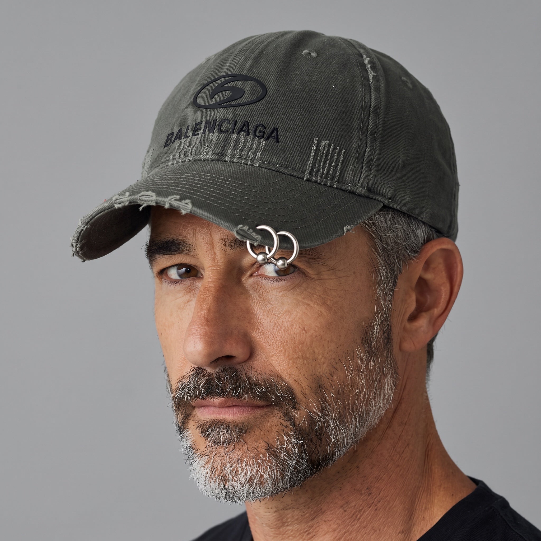 Balenciaga Destroyed Pierced Cap β Black Distressed π§’