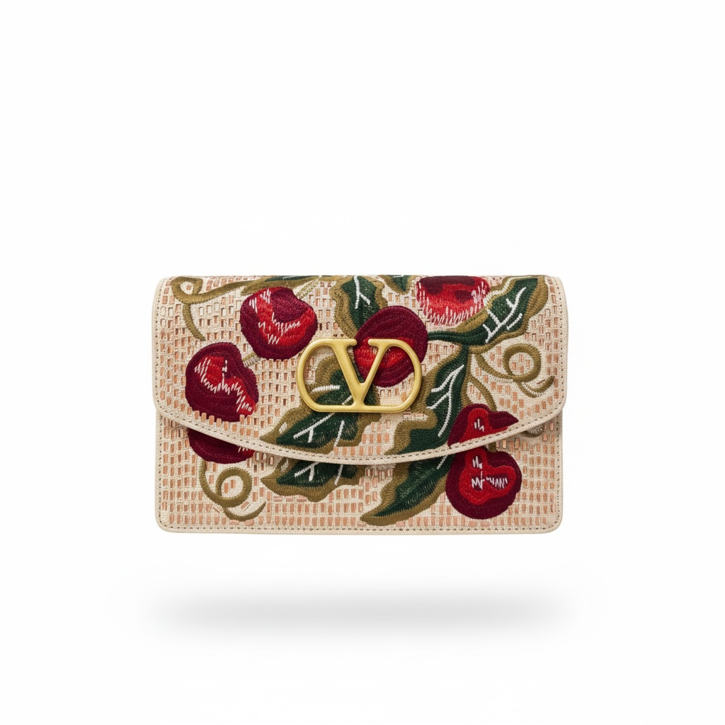 Valentino Handmade Cherry Embroidered Clutch πβ¨