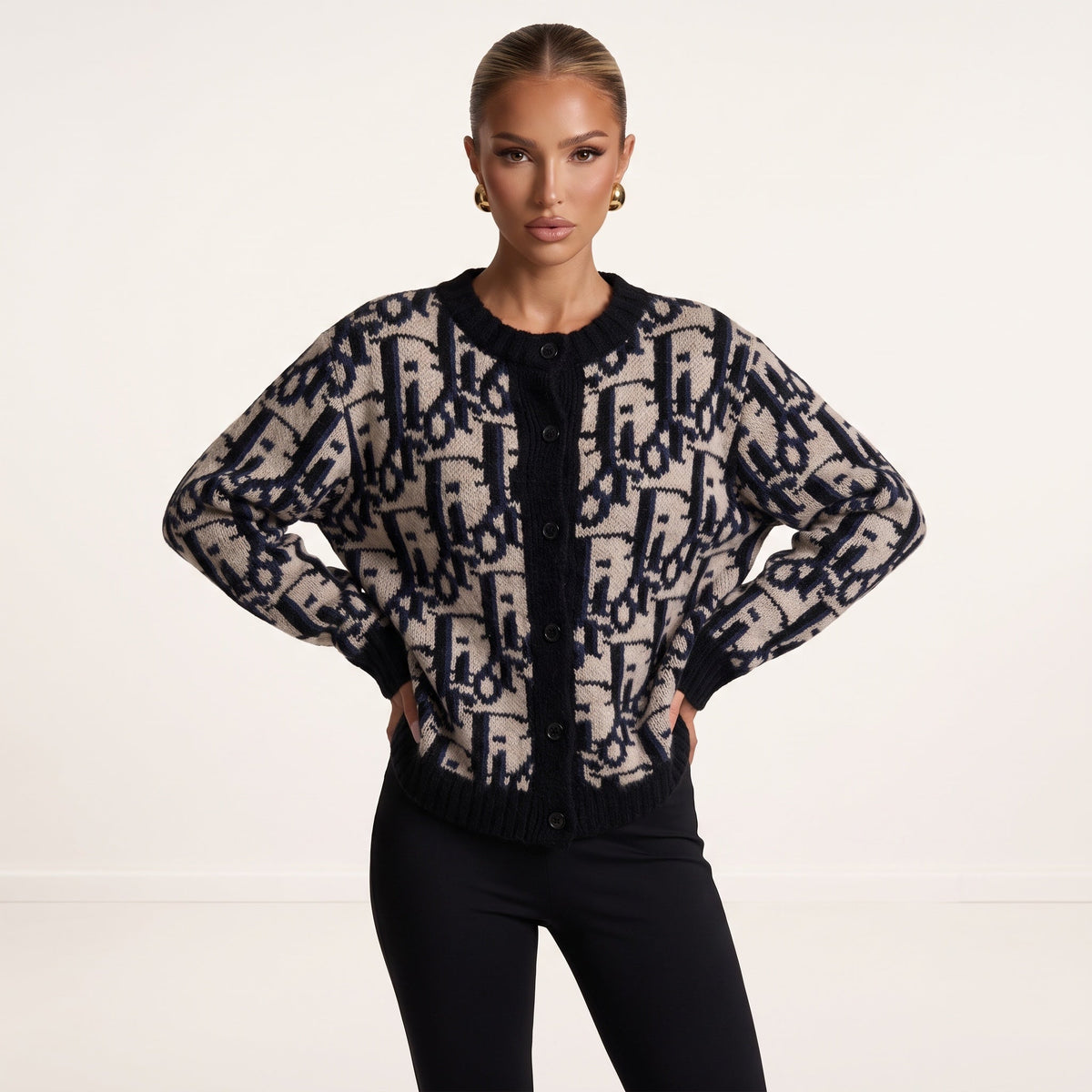 Christian Dior Monogram Cardigan β Beige & Navy
