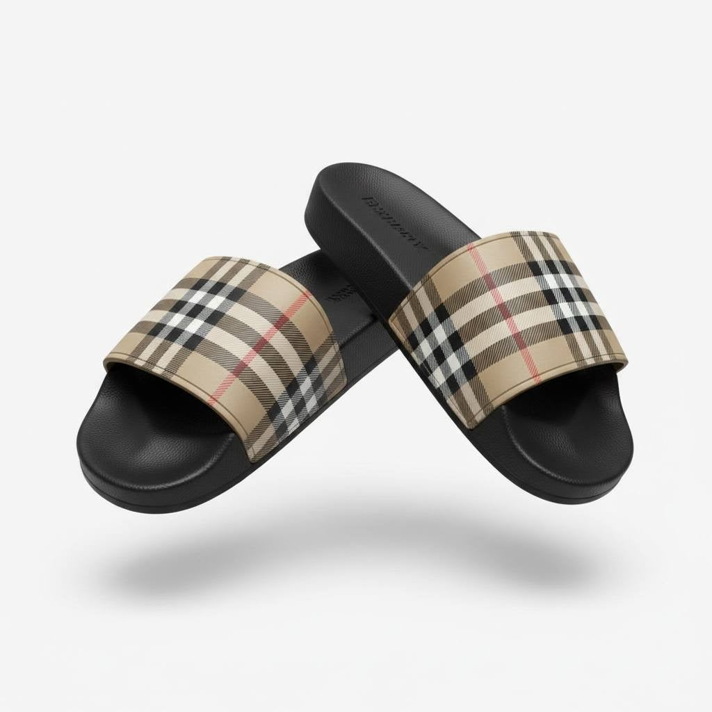 Burberry Vintage Check Slides β Beige & Black Edition π€π€