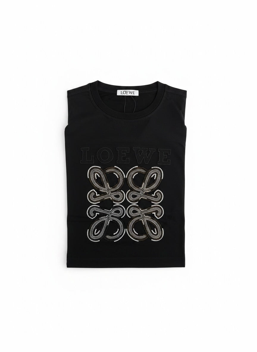 LOEWE Black Embellished Logo T-Shirt π€β¨ Luxury Statement Edition