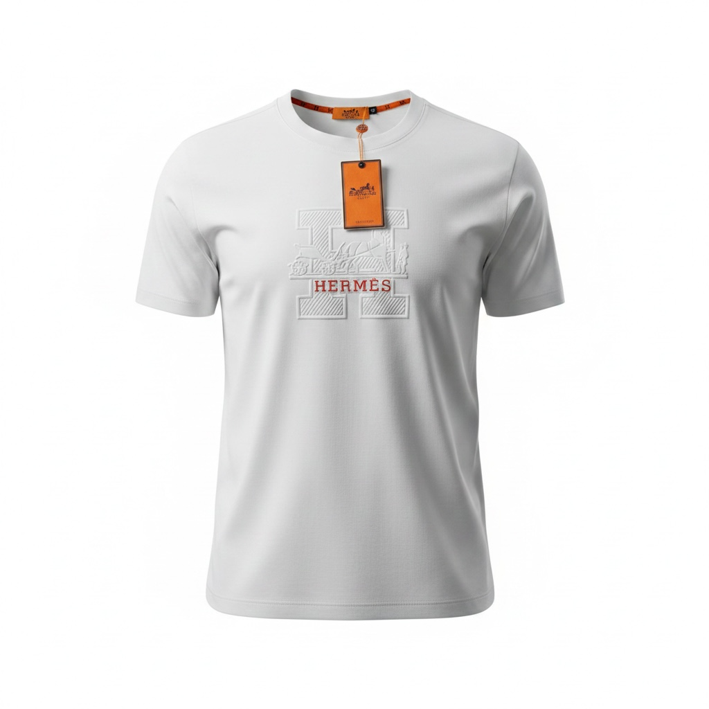 HermΓ¨s White T-Shirt π€π§‘ Signature βHβ Logo Edition