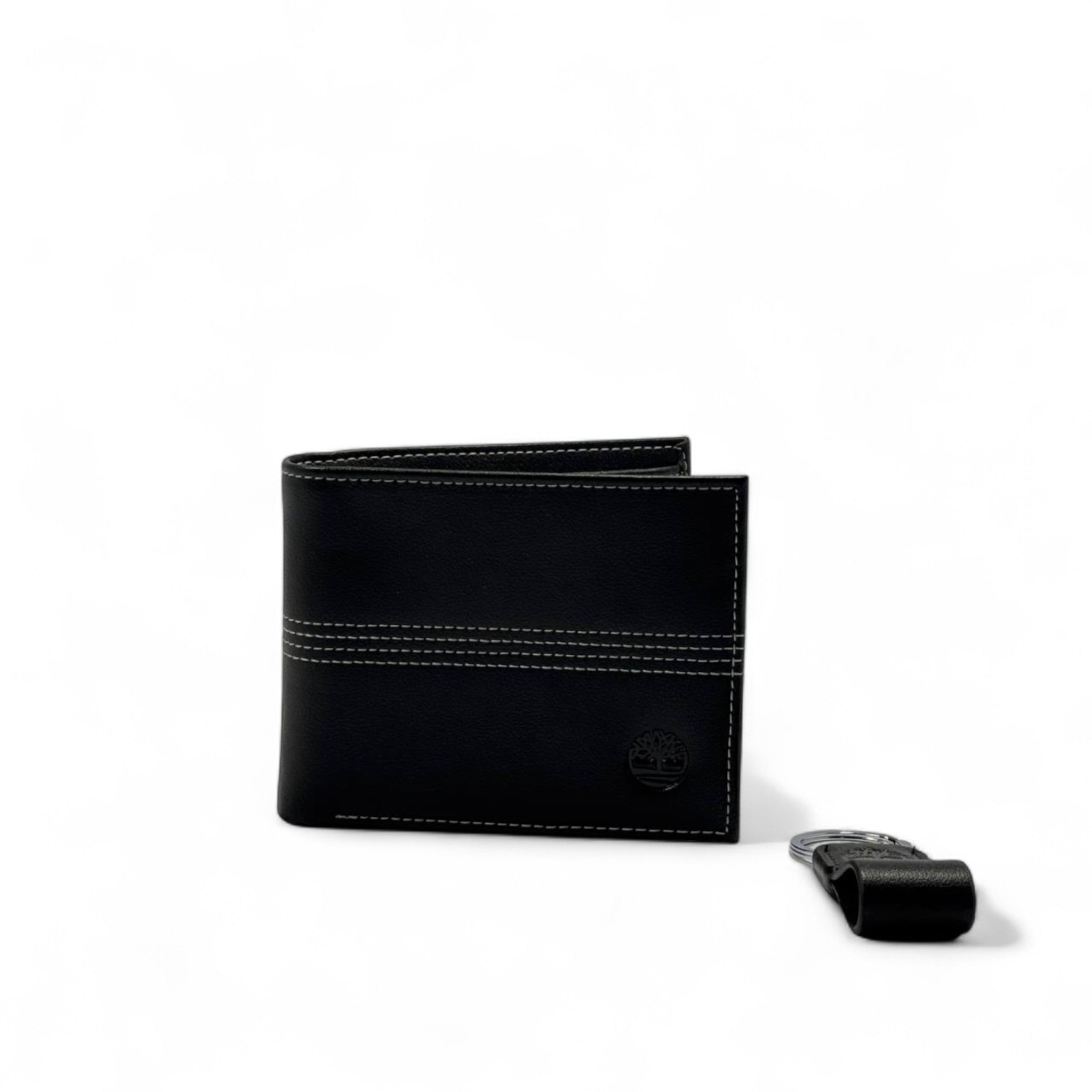 Timberland Black Leather Wallet with Keychain Set 🔑🖤
