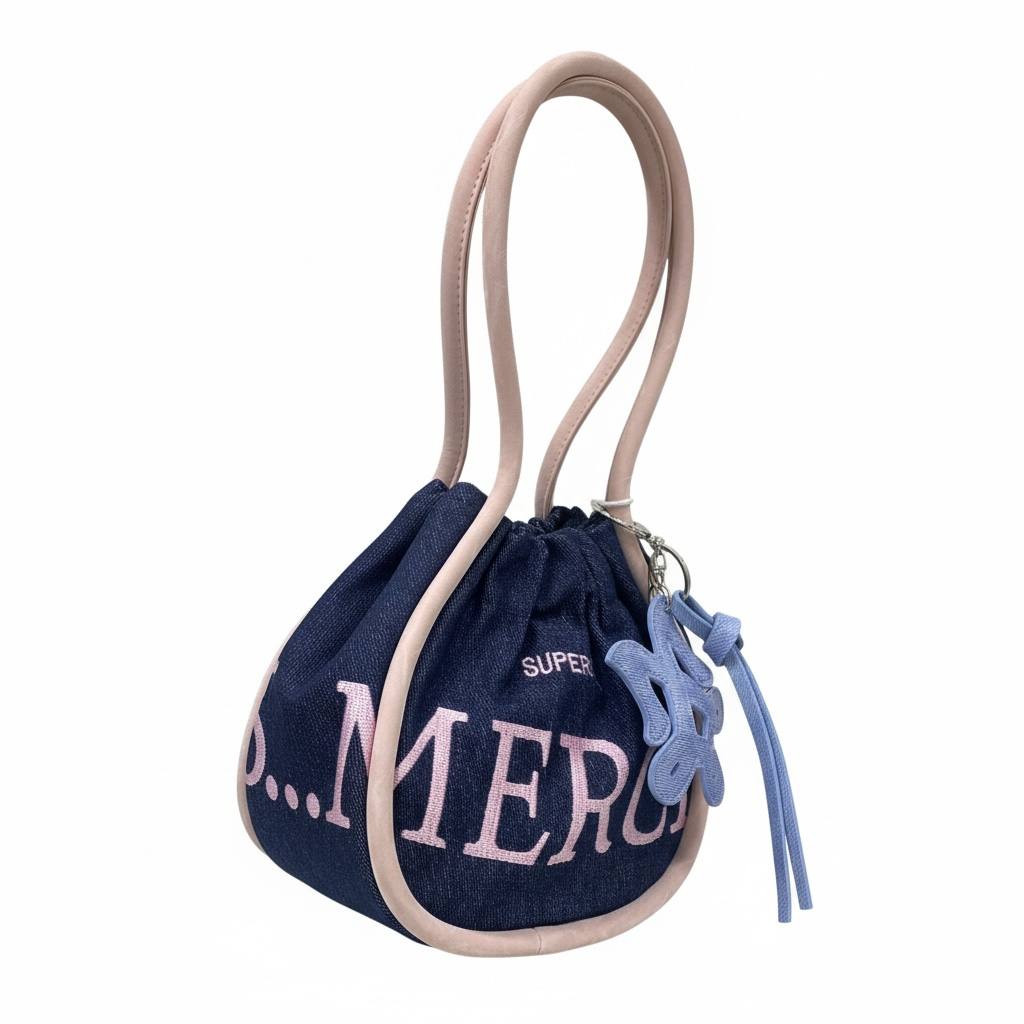 Super Sun Denim Drawstring Mini Bucket Bag 💙✨