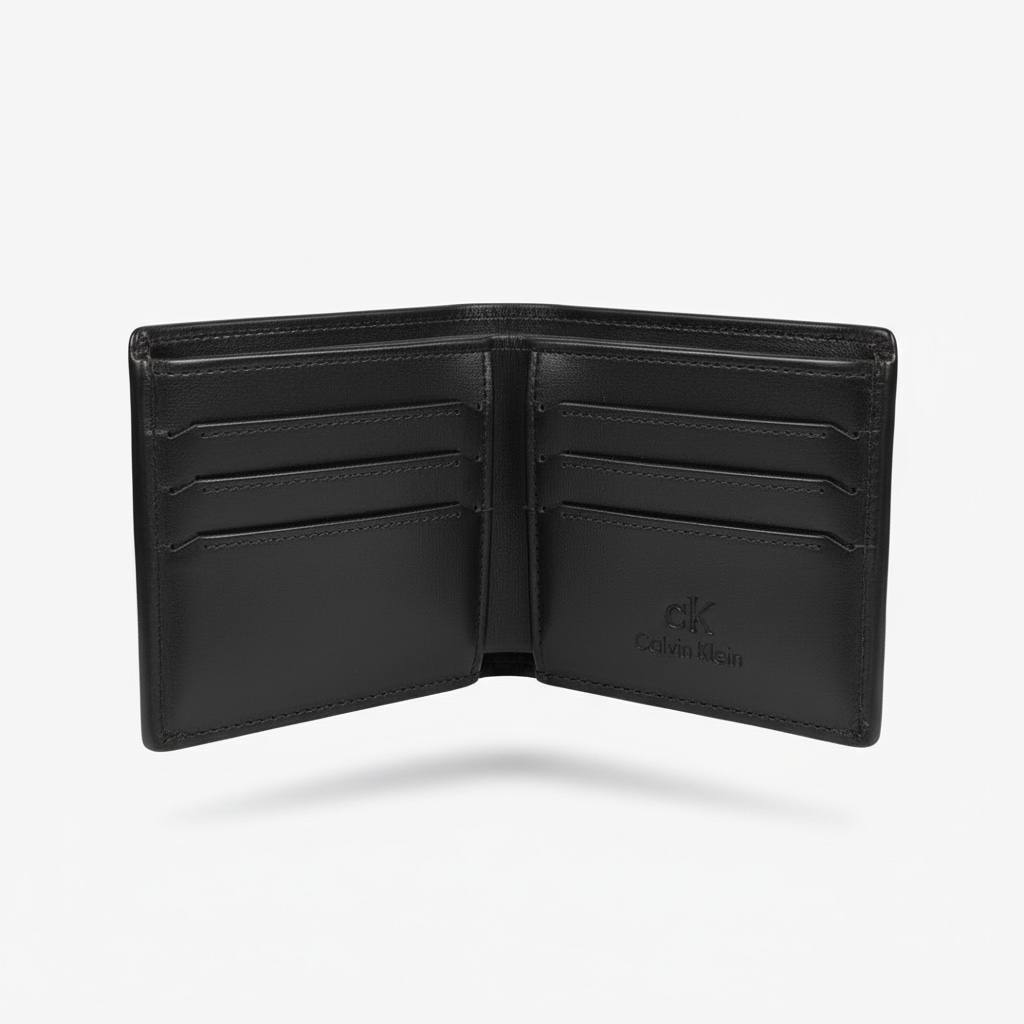 Calvin Klein Embossed Logo Leather Bifold Wallet 🖤