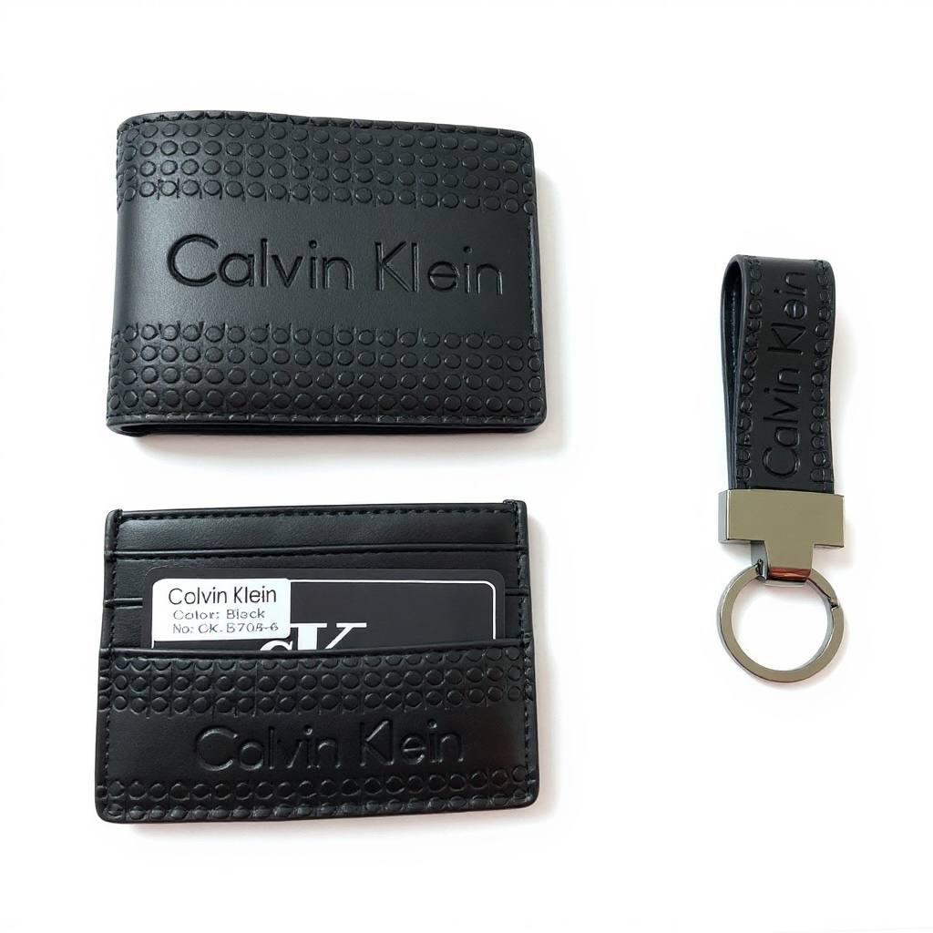 Calvin Klein Black Leather Wallet & Card Holder Gift Set π€β¨