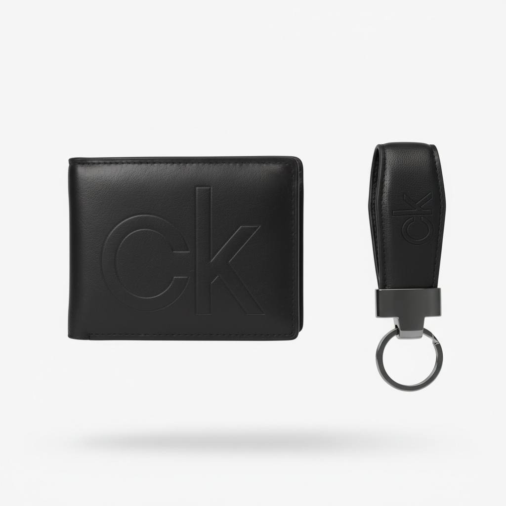 Calvin Klein CK Leather Wallet & Key Holder Set – Black 🖤✨