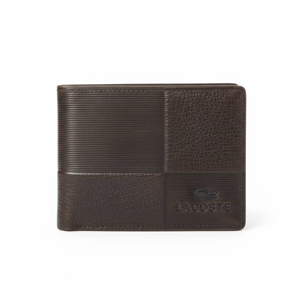 Lacoste Patchwork Leather Bifold Wallet β Dark Brown ππ€